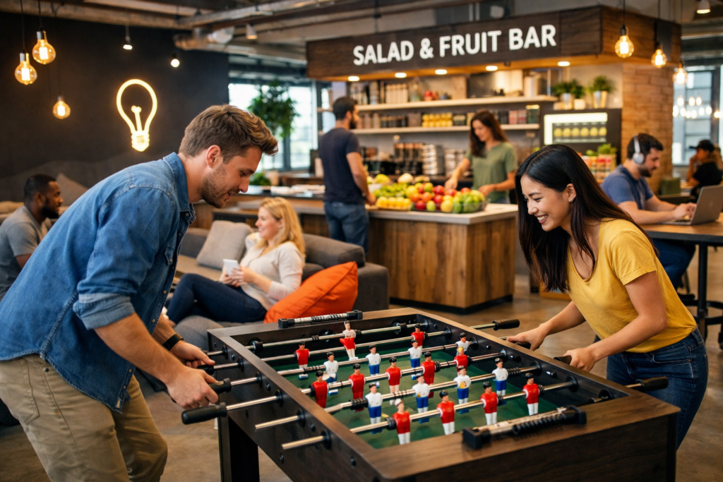 Pizza, futbolín y fruta en 2026